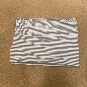 blue and white striped tube top
